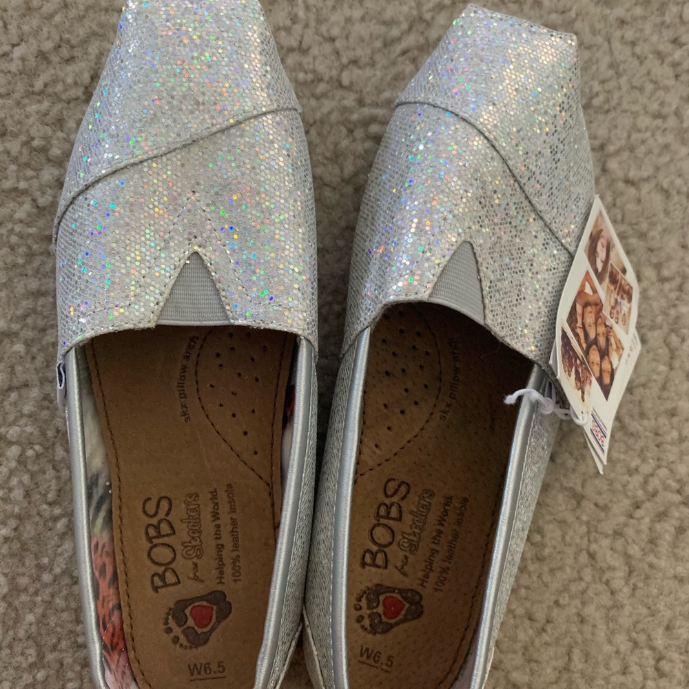 BOBS Silver Sparkle Holographic Slip-On